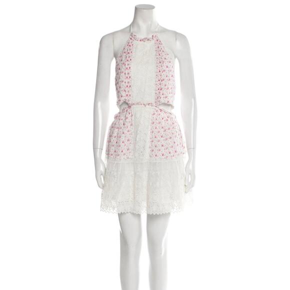 LoveShackFancy Dresses & Skirts - NWT LoveShackFancy Kesia mini dress with a floral print and lace accents. Size L